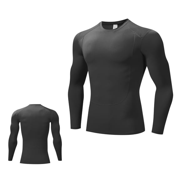 ZVNAΖH Mens Sports T-shirts Crew Neck Long Sleeve Solid Color Tees Slim Fit Muscle Tops for Running Fitness Training