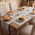 thumbnail image 6 of MeyJey Table Runner and Placemats Set of 4, Washable Fabric Rectangle Dining Table Mats with Tassels for Dining Tables, Kitchen, Gray, 6 of 10