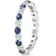 thumbnail image 3 of Pompeii 1 1/2ct Sapphire & Diamond Eternity Wedding Ring 14K White Gold (G/H,I1), 3 of 4