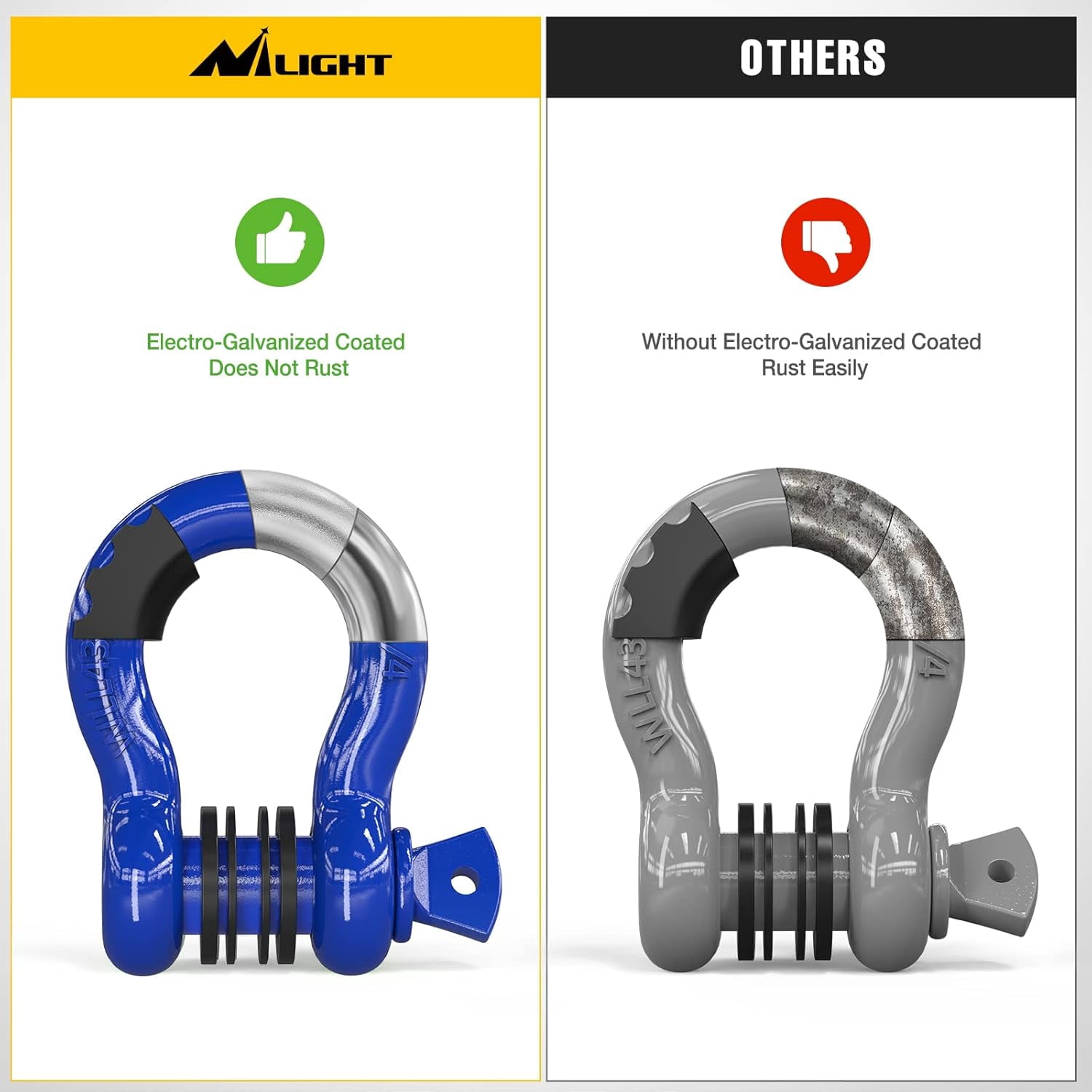 Nilight 2 Pack 3/4" D-Ring Shackle with 7/8" Screw Pin 41,887lbs Break Strength, Heavy Duty off Road Recovery Shackle with Isolators Washers for Use with Tow Strap, Winch, Off-Road Jeep Truck Vehicle