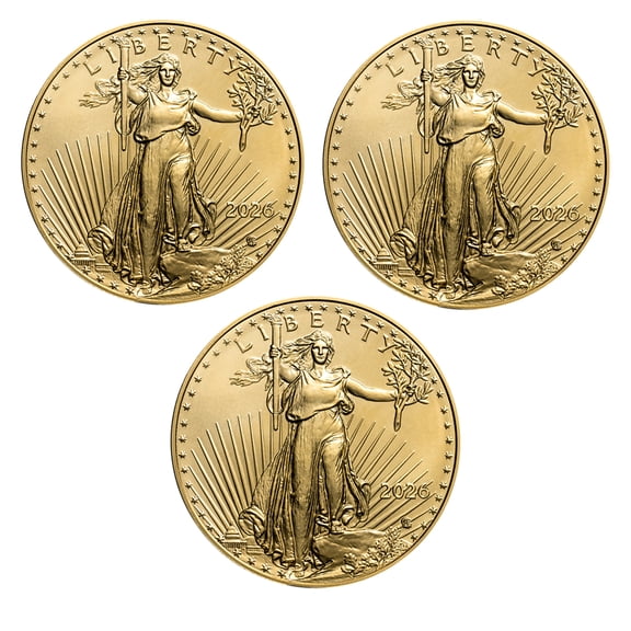 2026 1 oz American Gold Eagle Coin BU - 3 Coins