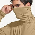 thumbnail image 5 of Ecqkame Men's Hooded Sun Shirts with Mask Fishing Shirts Lightweight Breathable Long Sleeve Cooling Hoodies Hiking Shirts Khaki XXL, 5 of 6