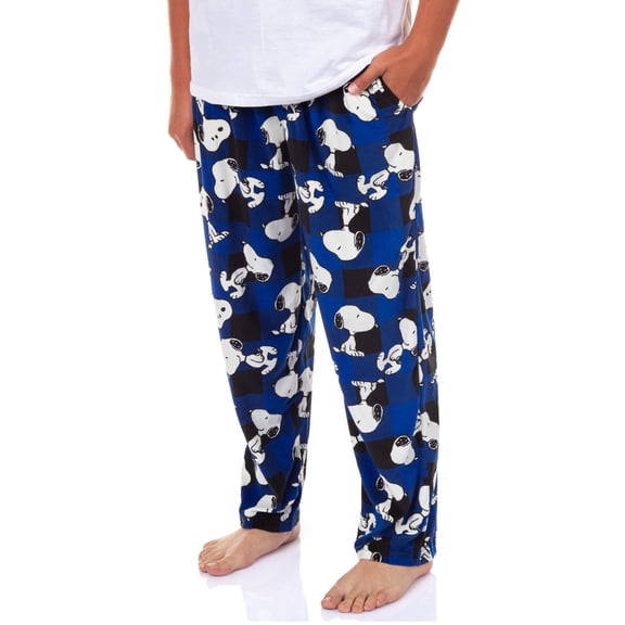 Peanuts Pajamas Men's Snoopy Buffalo Plaid Lounge Pajama Pants