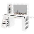 thumbnail image 4 of Uforic Adults' Makeup Vanity – Modern White Desk with 3-Color Lights, Storage Shelves, 4 Drawers & USB Charging Station, 4 of 10