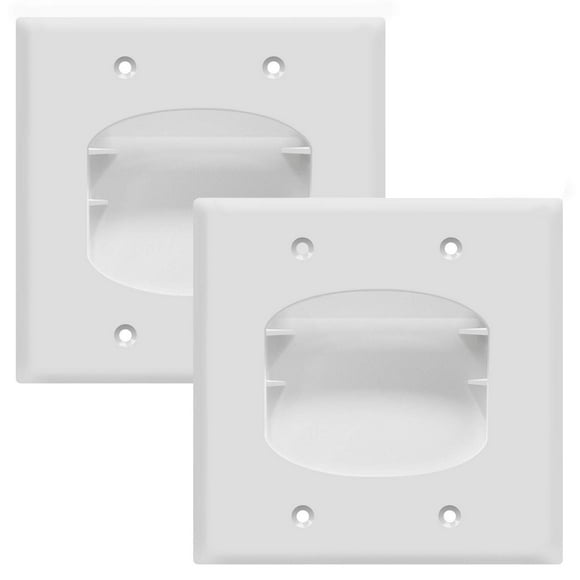 TOPGREENER Plaque Murale à Câble Basse Tension Encastrée pour Cinéma Maison, Taille 2-Gang 4.50" x 4.50", Polycarbonate Thermoplastique, TG8882-2PCS, Blanc (2 Pack)