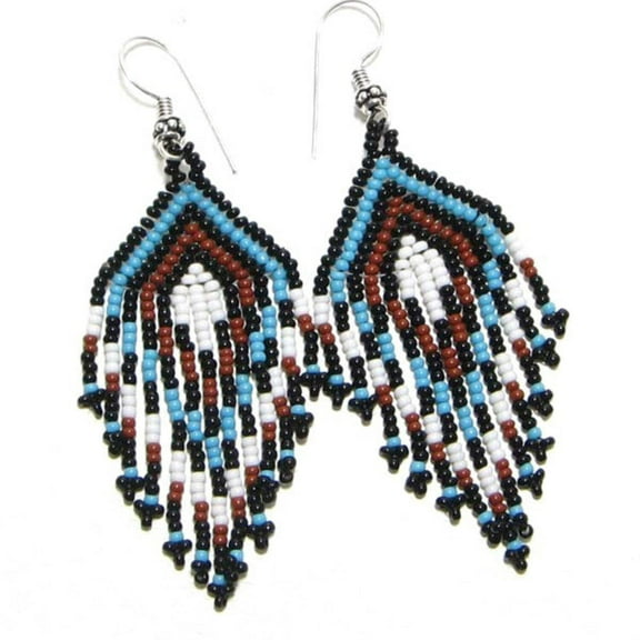 Handmade Beaded Black Seed Bead Hook Earrings