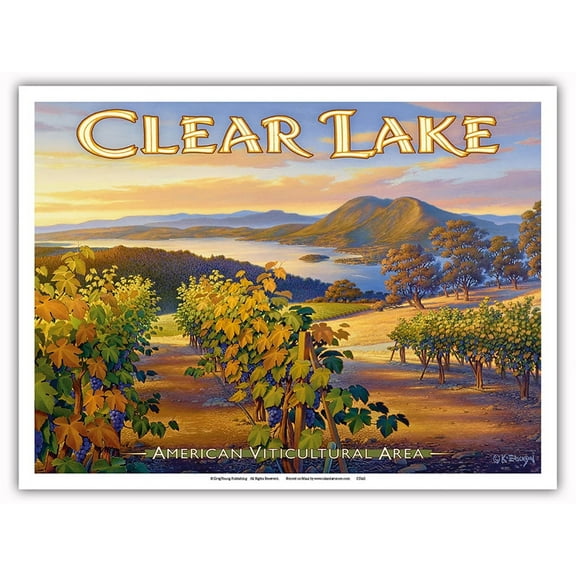 Clear Lake Wineries - Brassfield’s Estate Winery - California Vineyards Wine Country Art by Kerne Erickson - Master Art Print (Unframed) 9in x 12in