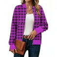 thumbnail image 3 of Perfectbot Women's Trendy Zip Up Bomber Jacket - Casual Plaid with Pockets Fall Winter Outerwear, 3 of 6