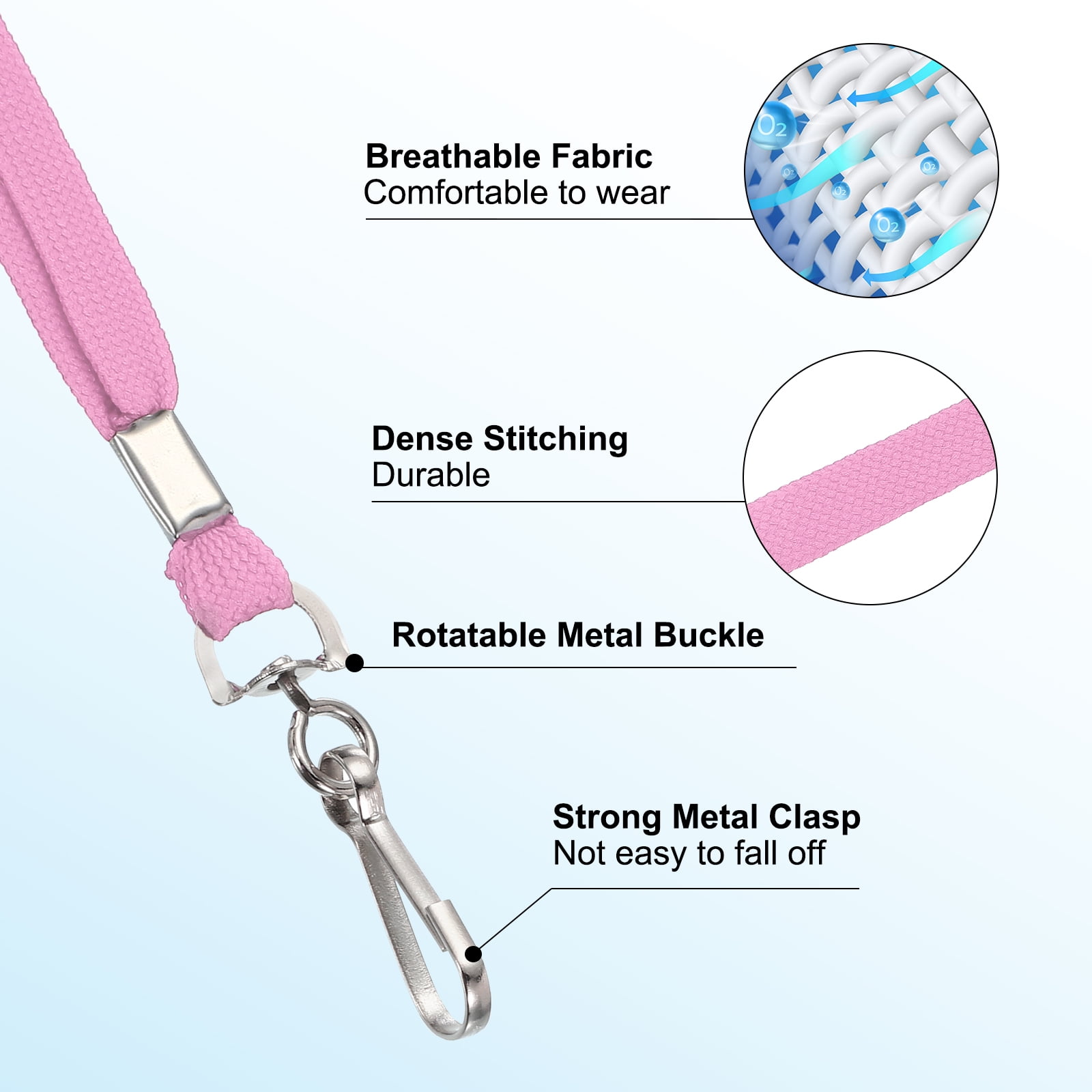 Uxcell Lanyards, 100 Pack Neck Lanyards Bulk with Swivel Hook Clip for ID Badges Holder, Keys, Office, Teachers, Pink