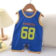 thumbnail image 2 of Toddler One Piece Romper Crew Neck Sleeveless Print Tank Top Jumpsuit Casual Stylish Lightweight Onesies (3-6 Months, Blue), 2 of 6