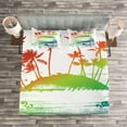 thumbnail image 3 of Ambesonne Colorful Quilted Bedspread Set 3 Pcs, Grunge Summer Scenery, Queen Size, Multicolor, 3 of 3