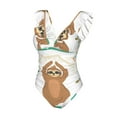 thumbnail image 4 of Yiaed Cute Sloth In Yoga Pose Tree Print Women's Ruffled One Piece Swimsuit V Neck Swimwear Slimming Monokini for Woman-X-Large, 4 of 8