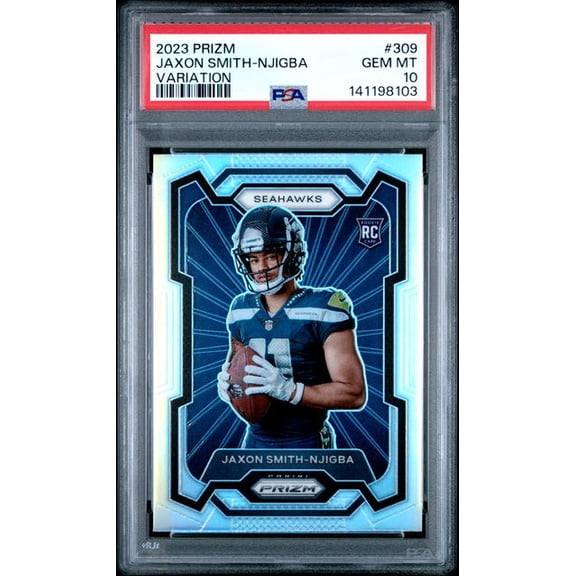 Graded 2023 Panini Prizm Jaxon Smith-Njigba #309 Variation Rookie RC Football Card PSA 10 Gem Mint