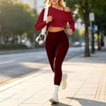 thumbnail image 7 of Xdegoge 3 Piece Sets for Women Long Sleeve Off Shoulder Top ,Sports Bra and High Waisted Tummy Control Leggings Outfits Athletic Yoga Gym Tracksuits, 7 of 7