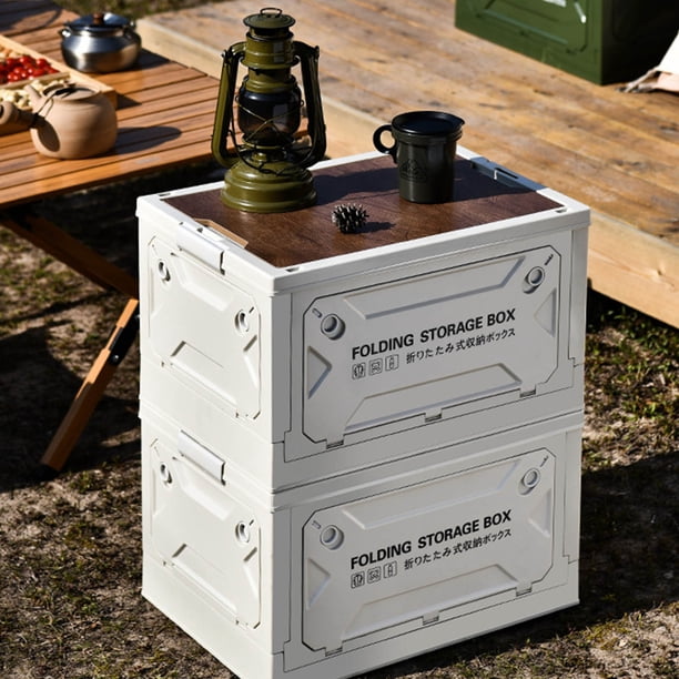Contenedor Plegable Con Tapa De Madera Plegable Para Almacenamiento De Camping
