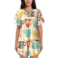thumbnail image 1 of Balery Vintage Cup Conjunto de Pijama para Mujer con Estampado, Dos Piezas de Manga Corta y Shorts, Ropa de Dormir Suave con Cuello Redondo y Bolsillos-3X-Large, 1 of 6