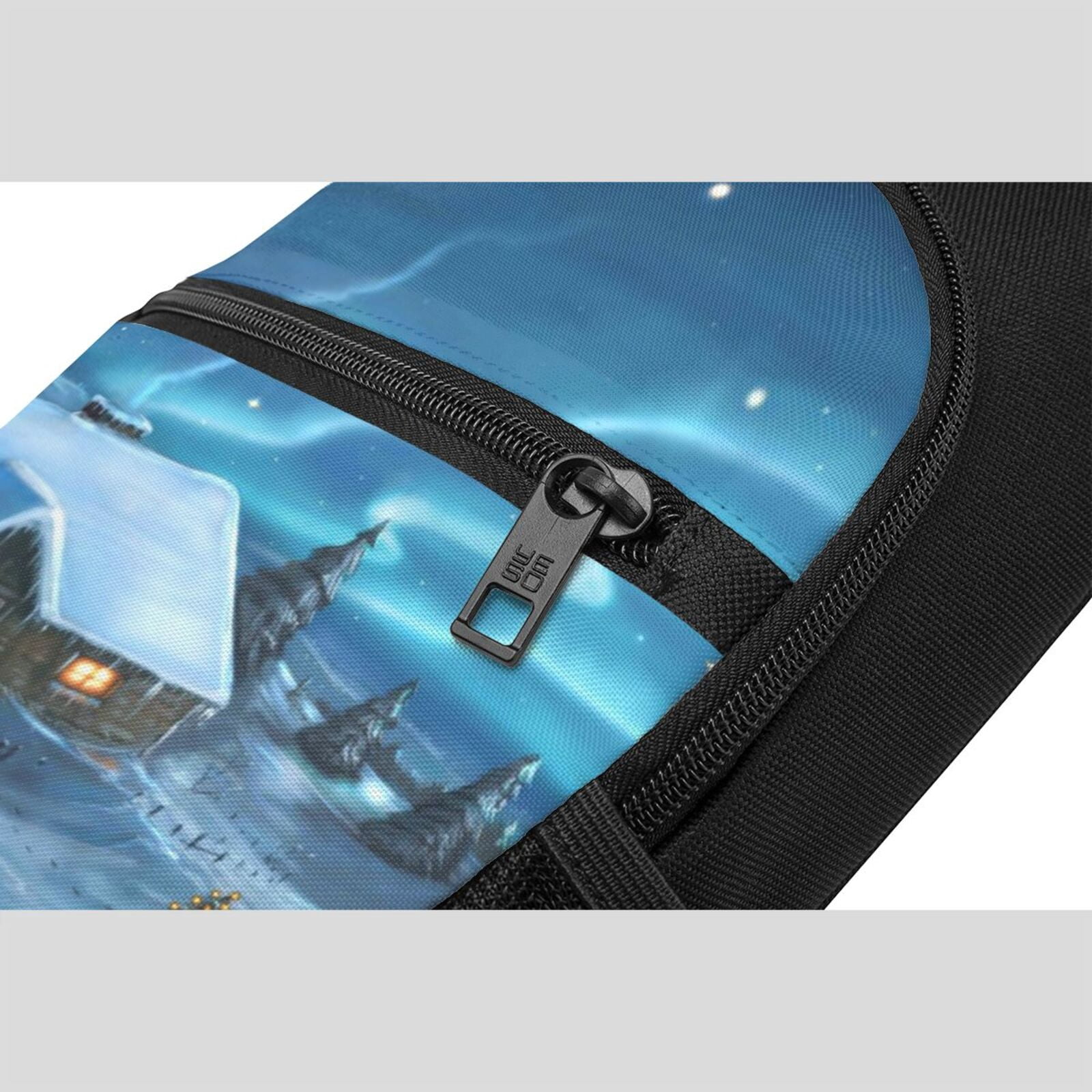 Xecao's Mountain Cottage In Snow Print Sling Bag: A Versatile Chest, Shoulder, and Crossbody Backpack for Casual Days Out, Perfect for Both Men and Women