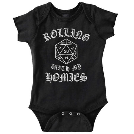 

Rolling With My Homies Dungeon Game Romper Boys or Girls Infant Baby Brisco Brands 12M
