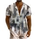 thumbnail image 1 of Camisa Hawaiana para Hombres Imprimir Botón de Manga Corta Girar Hacia Abajo Cuello Blusa Poliéster Spandex, Casual Hawaiano Playa Superior, 1 of 5