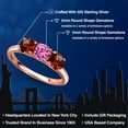 thumbnail image 2 of Gem Stone King 18K Rose Gold Plated Silver Pink Created Sapphire and Red Garnet Engagement Ring for Women | 1.65 Cttw | Round 5MM | Gemstone September Birthstone | Size 6, 2 of 6