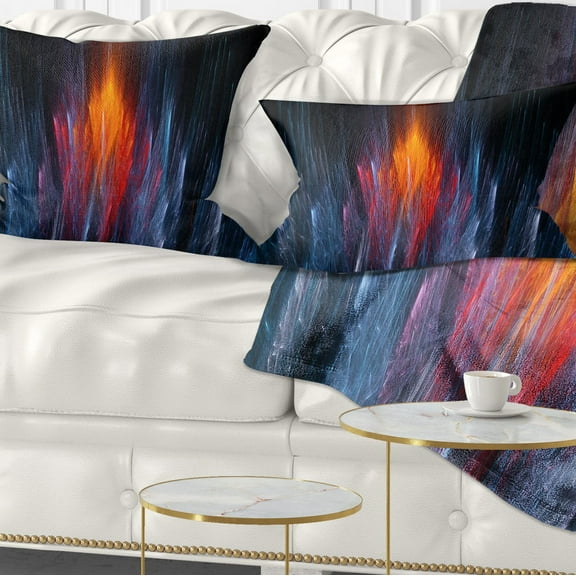 Designart Fractal Fire in Light Blue - Contemporary Throw Pillow - 12x20