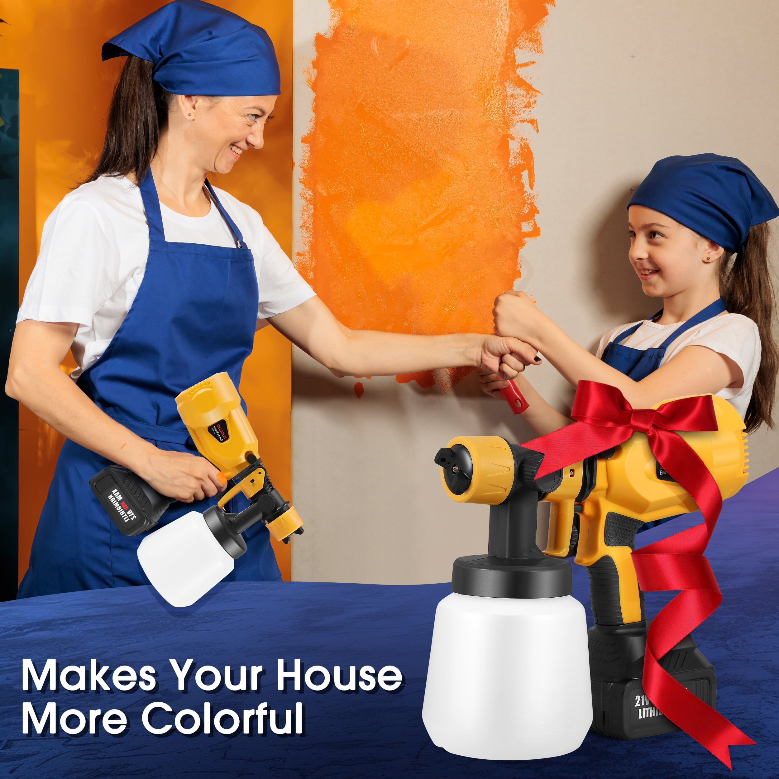 RELOIVE 800W Cordless Paint Sprayer, 1200ml HVLP, 2x4.0Ah