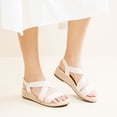 thumbnail image 5 of Women's Platform Wedge Heel Sandals - Comfortable Insole Lightweight Rubber Sole, Open-Toe Adjustable Elastic Strap Summer Casual Sandals, 5 of 7