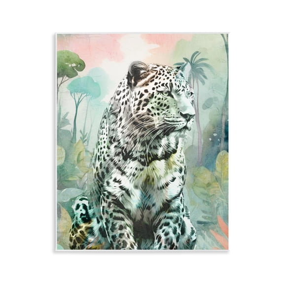 Stupell Industries Leopard Gazing in Jungle Animals Painting Unframed Art Print Wall Art, 11 x 14