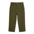 thumbnail image 3 of SAHFX Women Capri Pants Button Stretch Pants with Pockets Wide Leg Pants High Elastic Waisted Pants Pull on Straight Leg Quick Dry Gym Workout Yoga Shorts Blackish Green XL, 3 of 4