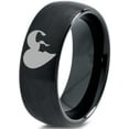thumbnail image 1 of Tungsten Heart Yin Yang Dog Cat Lovers Band Ring 8mm Men Women Comfort Fit Black Dome Brushed Polished, 1 of 4