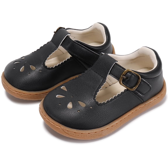 TEAHOO X STQ KIDS School Shoes for Girls Footwear Mary Jane Toddler Ballet Comfortable Dress Shoe Black Toddler 8