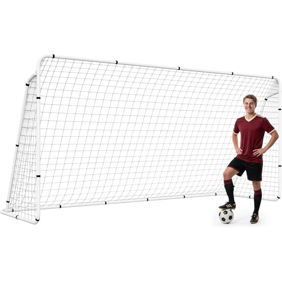 Alpinel Soccer Goal 6x4/ 12x6/ 18x7/ 24x8 ft Steel Frame Soccer Training Goal for Backyard, Youth & Adult Practice, Indoor Outdoor Full Size Soccer Net