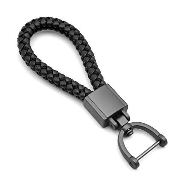 Llavero FEYOUN de cuero Negro para Automóvil con llavero de metal color Negro mate