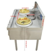 Double Burner Commercial Gas Stove Burner High Fierce Fire Stove Chinese Wok Range Burner LNG LPG Cooker with Baffle and Water Basin 110V