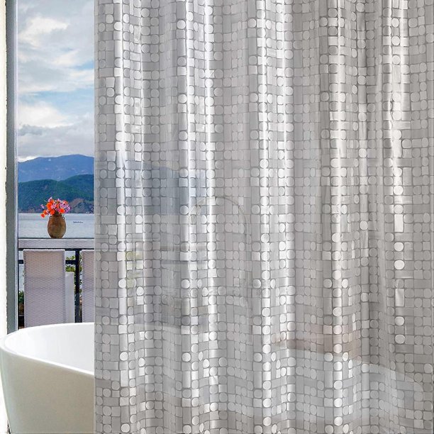 Shower Curtain Liner with 3 Magnets - 72"x78" Eva 6 Gauge Heavy Duty Waterproof Shower Liner with Hooks - Odorless Bathroom Liner Use for Bath Tub/Sta