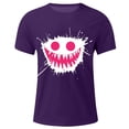 thumbnail image 4 of Mens Shirts Printed Short Sleeve Casual Round Neck T-shirt Top Purple M T-shirts for Men, 4 of 4