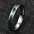thumbnail image 2 of 4mm Women's Green Tungsten Rings Dome Wedding Band with Malachite Fragments Inlay, 2 of 6