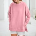 thumbnail image 2 of kamemir Sweatshirts for Women Plus Size Womens Oversized Sweatshirt Crewneck Long Sleeve Tunic Pollover Shirts Side Zipper Hoodie Sweater 2024 Fall Clothes(Pink,L), 2 of 6