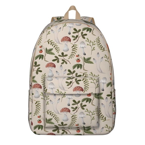 Whimsical Mushroom Backpack, Boho Woodland Mushroom School Bag with Magical Forest Fungi Design, Vintage Cottagecore Psychedelic Pattern, Trippy Aesthetic Style