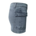 thumbnail image 6 of adviicd High Stretchy Cargo Skirt for Women, Low Waist Y2k Mini Skirt Cute Denim Skirt with Pockets Dark Blue, XL, 6 of 7