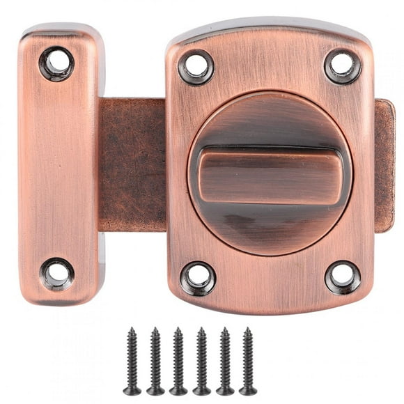 Loquet de serrure de porte coulissante en alliage de zinc, loquet de verrouillage de porte de sécurité antivol à boucle de boulon pour accessoire de placard de placard d'armoire(Taille L Rouge Bronze)
