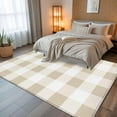 thumbnail image 5 of Cream White Buffalo Check 5x8 Area Rugs, Farmhouse Plaid Modern Geometric Non-Skid Rubber Backing Large Rectangle Rugs - Living Room Bedroom Home Office, Indoor Floor Mat Carpets Washable Rug, 5 of 9