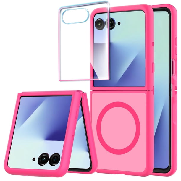 Funda para Samsung Galaxy Z Flip 7 con Protector de Pantalla Rosa Fucsia