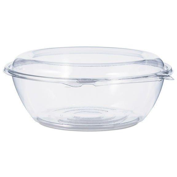 Dart Tamper-Resistant, Tamper-Evident Bowls with Dome Lid, 48 oz, 8.9" Diameter x 3.4"h, Clear, Plastic, 100/Carton