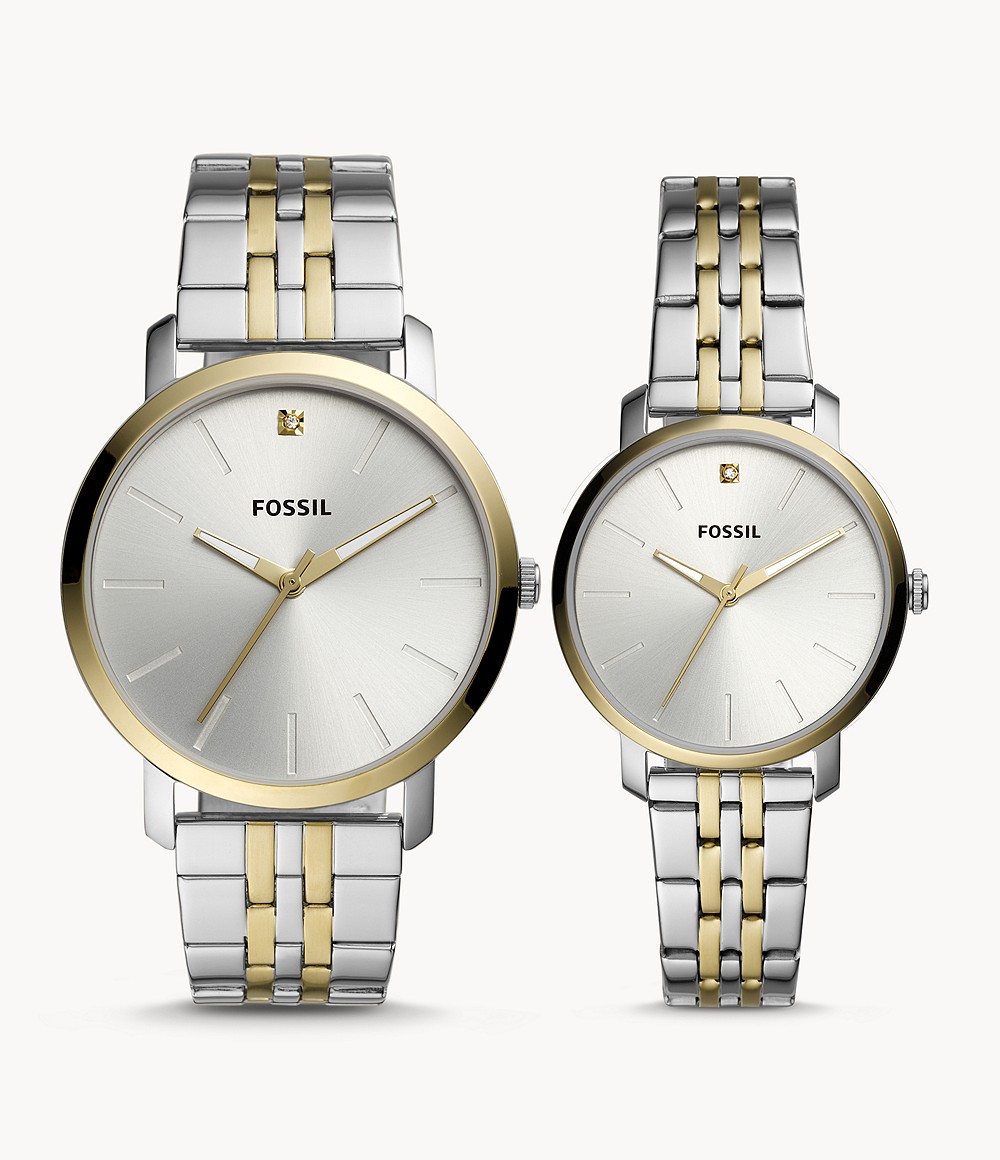 Fossil BQ2467Set His and Her Lux Luther Three-Hand Two-Tone Stainless Steel Watch Gift Set - image 2 of 2