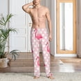 thumbnail image 2 of Gukieu Cute Flamingo with Heart Print Men's Home Trousers, Elastic Drawstring Home Pajamas Clothing Suitable for Adult Men-Small, 2 of 6