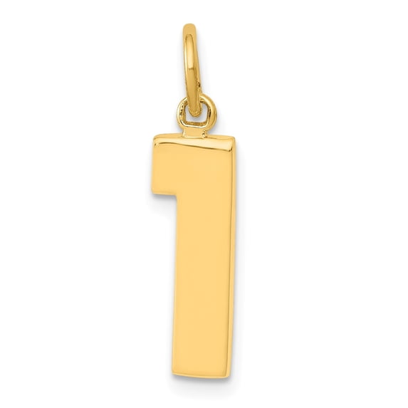 14k Yellow Gold Casted Medium Polished Number 1 Charm