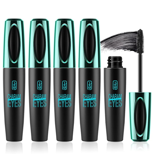 Máscara Charm Kiss 4D de fibras de seda para pestañas impermeables, paquete de 4