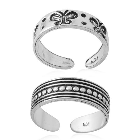 Sterling Silver Turquoise Toe Ring - Set of 2 Ring 925 Sterling Silver Engraved Toe for Women Jewelry Gift 3.2 g