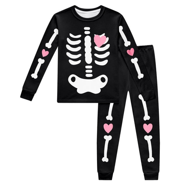 Tenues & Ensembles pour Garçons 2-8 Ans Manches Longues Col Rond Ensemble de Pyjama Imprimé Halloween Vêtements de Détente pour Intérieur Confortables Vêtements pour Enfants